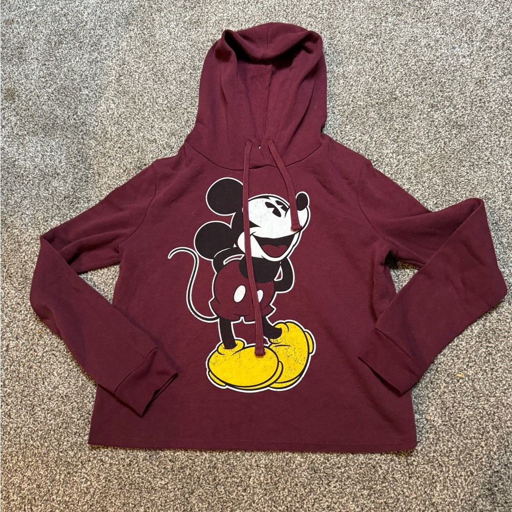 Disney Mickey Mouse Burgundy‎ Hooded Sweatshirt. Women’s Size Medium